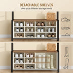 Hzuaneri Coat Rack, Entryway Furniture with Shoe Bench, 14 Open Compartments, 13 Shelves, Industrial Style, for Entryway, Hallway, 31 x 110 x 187 cm, White and Brown HT17914B