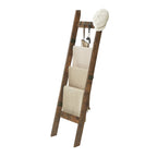 Hzuaneri Blanket Ladder for Living Room, 5-Tier Farmhouse Ladder Holder with 4 Hooks, 5ft 3 inch Rustic Decorative Farmhouse Blanket Holder Rack Easy Assembly - Rustic Brown