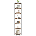Hzuaneri Corner Shelf Stand, 7‑Tier Corner Bookshelf, Storage Standing Shelf for Living Room Bedroom Home Office, Rustic Brown
