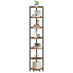 Hzuaneri Corner Shelf Stand, 7‑Tier Corner Bookshelf, Storage Standing Shelf for Living Room Bedroom Home Office, Rustic Brown