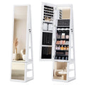 Hzuaneri Jewelry Cabinets, with 360° Rotating Base, Lockable Full-Length Mirror, Jewelry Cabinet with Mirror, Jewelry Storage, Large 4-Tier Shelves, White and Black JC16003B