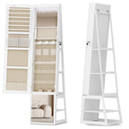 Hzuaneri jewelry cabinets, with 360° rotating base, lockable full-length mirror, large 4-tier storage compartments, 4-in-1 multifunctional, white and beige JC16003BE