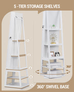 Hzuaneri jewelry cabinets, with 360° rotating base, lockable full-length mirror, large 4-tier storage compartments, 4-in-1 multifunctional, white and beige JC16003BE