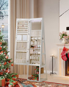 Hzuaneri jewelry cabinets, with 360° rotating base, lockable full-length mirror, large 4-tier storage compartments, 4-in-1 multifunctional, white and beige JC16003BE