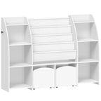 Hzuaneri Children's Shelf with Newspaper Rack, Children's Bookshelf with 3 Columns, 4 Shelves, Toy Shelf, Children's Storage Box, for Children's Room, Living Room, 30 x 140 x 100 cm KB13003W