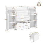 Hzuaneri Children's Shelf with Newspaper Rack, Children's Bookshelf with 3 Columns, 4 Shelves, Toy Shelf, Children's Storage Box, for Children's Room, Living Room, 30 x 140 x 100 cm KB13003W