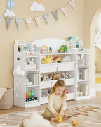 Hzuaneri Children's Shelf, Wooden Bookshelf for Kids, Toy Shelf with 8 Fabric Drawers for Children's Room, Living Room, Study, White, 30 x 110 x 104 cm, KB42003W