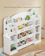 Hzuaneri Children's Shelf, Wooden Bookshelf for Kids, Toy Shelf with 8 Fabric Drawers for Children's Room, Living Room, Study, White, 30 x 110 x 104 cm, KB42003W