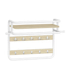 Hzuaneri Wall-Mounted Coat Rack with Storage Shelf, Hanging Shelf with Hanging Rail, 10 Removable Hooks and 2 Fixed Hooks, 30 x 65 x 55 cm, for Hallway, Bedroom, Living Room, White Oak LCR60116W