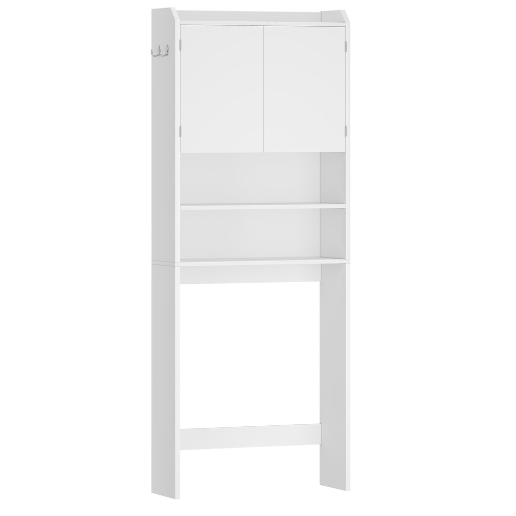 Hzuaneri Washing Machine Cabinet, Washing Machine Shelf with 2 Doors, Toilet Shelf, Adjustable Shelves, Bathroom Shelf Over Washing Machine/Toilet, 24 x 65 x 185 cm, White, LR65003X