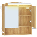 Hzuaneri Bathroom Cabinet with Mirror, Bathroom Wall Cabinet with LED Lighting, Mirror Cabinets with Doors and Open Compartment, Adjustable Shelf, Hair Dryer Shelf and Hooks Oak Beige, MC10026X