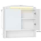 Hzuaneri Bathroom Mirror Cabinet with Lighting, Bathroom Cabinet with Mirror, Wall Cabinet, Hair Dryer Holder and Hooks, with Plug, Adjustable Shelves, White, 16.5 x 70 x 75 cm MC10103X