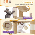 Hzuaneri Cat Tree for Indoor Cats, 170 cm Large Tall Cat Tower, Multi-Level Cats House with Condo, 8 Scratching Posts, Hammock, 4 Pom Poms, Camel Brown MS17018LC