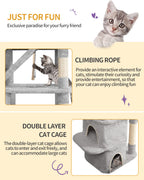 HEXCELEN  Large Cat Tree, 185cm Stable Cat Tree with 6 Scratching Posts, 3 Caves, 2 Viewing Platforms, 2 Baskets, 4 Plush Balls