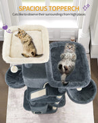 HEXCELEN  Large Cat Tree, 185cm Stable Cat Tree with 6 Scratching Posts, 3 Caves, 2 Viewing Platforms, 2 Baskets, 4 Plush Balls