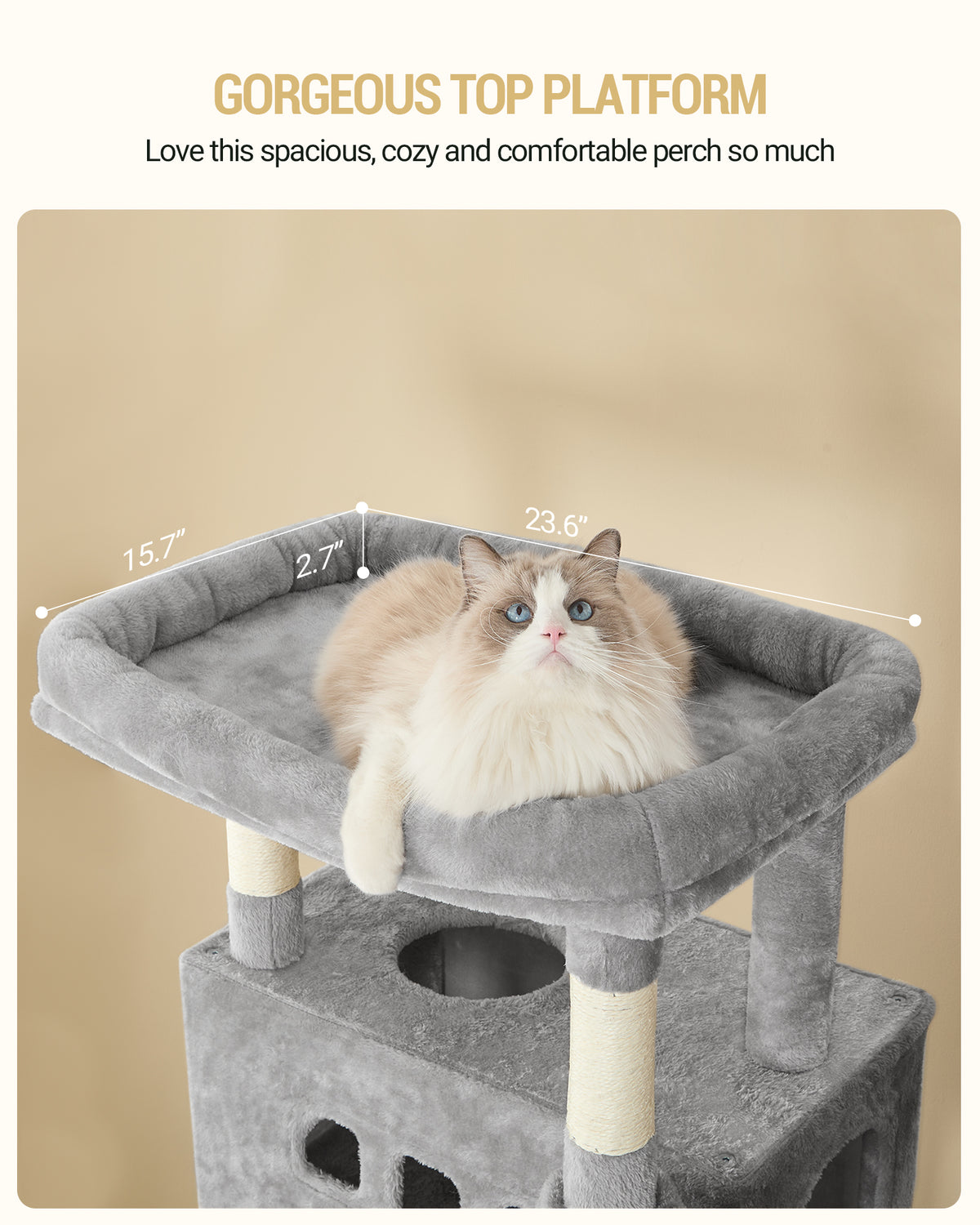 Hzuaneri Cat Tree,  Large Cat Tower for Indoor Cats, Multi-Level Cat House with Condo