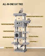 Hzuaneri Cat Tree,  Large Cat Tower for Indoor Cats, Multi-Level Cat House with Condo