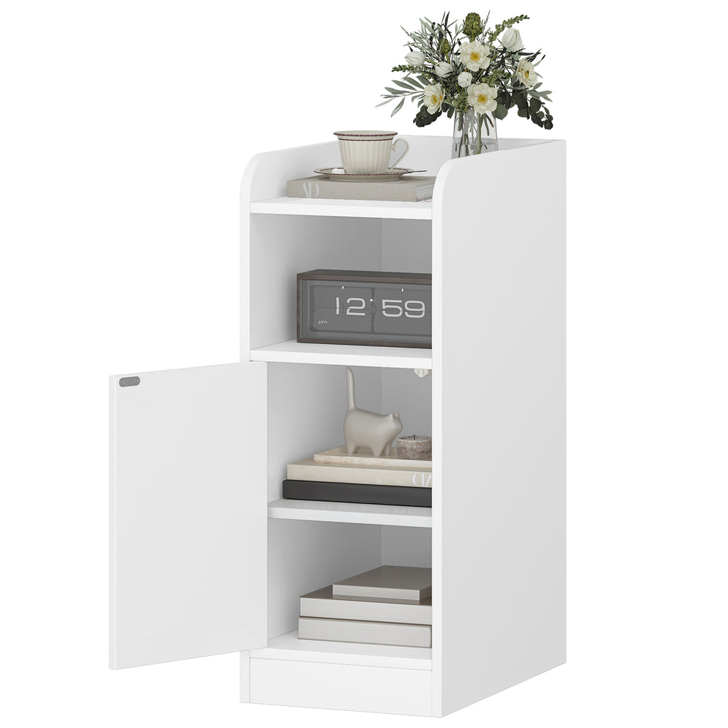 Hzuaneri Bedside Table, with Reversible Door, Open Compartment, Space-Saving, Side Table, for Bedroom and Living Room, 35 x 24 x 60 cm, White NS00303X