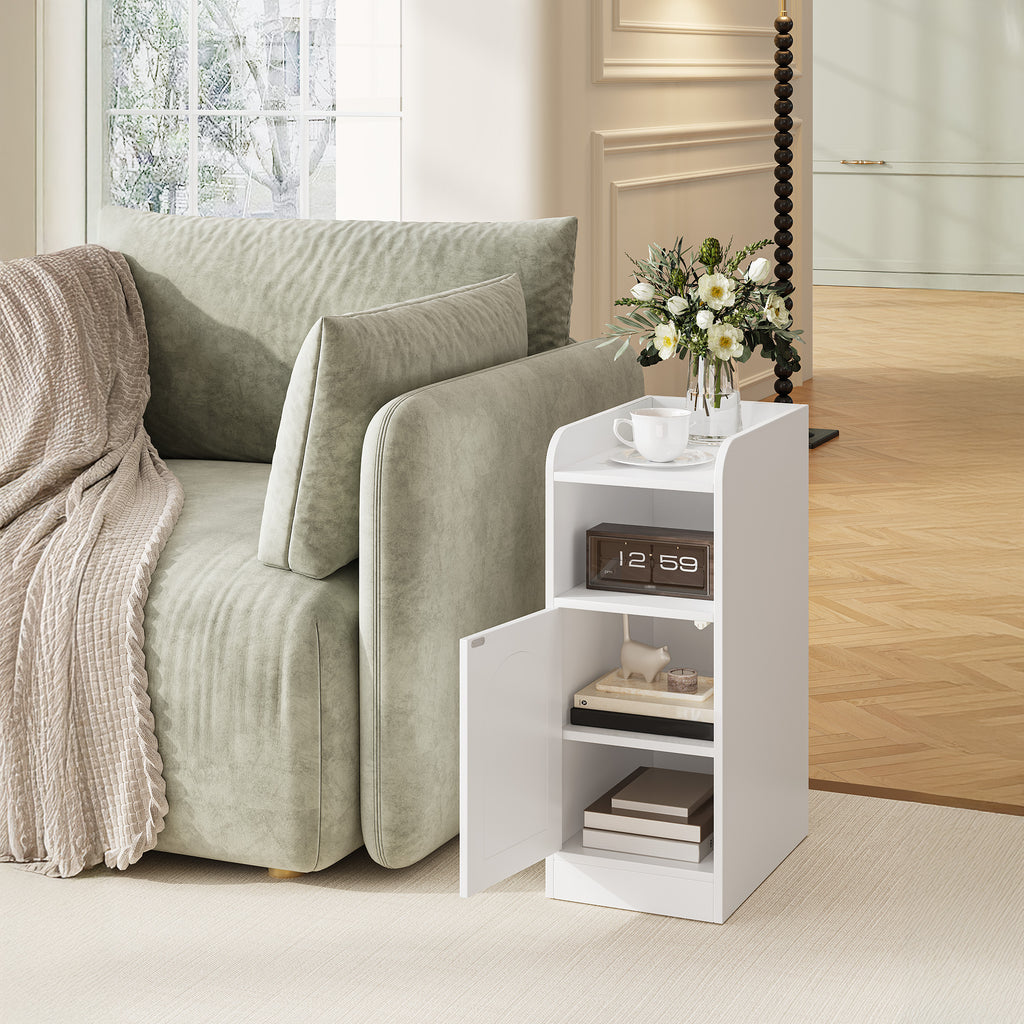 Hzuaneri Bedside Table, with Reversible Door, Open Compartment, Space-Saving, Side Table, for Bedroom and Living Room, 35 x 24 x 60 cm, White NS00303X