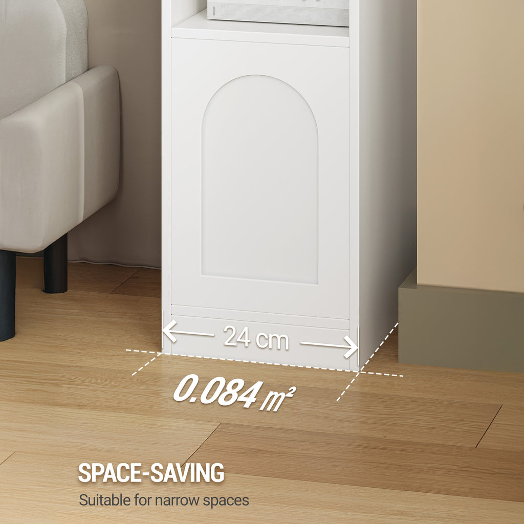 Hzuaneri Bedside Table, with Reversible Door, Open Compartment, Space-Saving, Side Table, for Bedroom and Living Room, 35 x 24 x 60 cm, White NS00303X