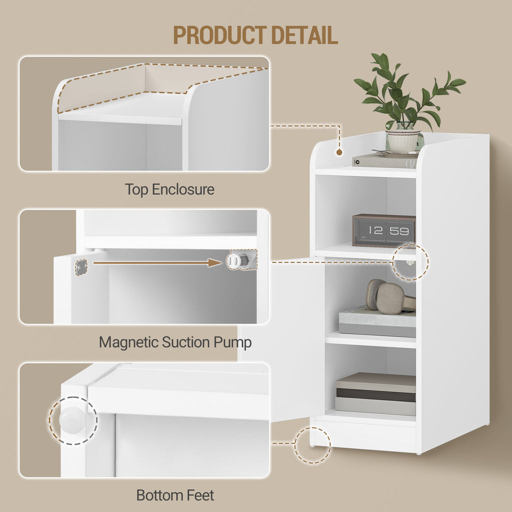 Hzuaneri Bedside Table, with Reversible Door, Open Compartment, Space-Saving, Side Table, for Bedroom and Living Room, 35 x 24 x 60 cm, White NS00303X