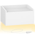 Hzuaneri Hanging Bedside Table, Wall-Mounted Nightstand with LED Lighting, Floating Wall Shelf with 1 Drawer—For Bedroom & Living Room—30 x 40 x 22.5 cm, White NS52103X