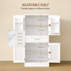 Hzuaneri  Buffet Cabinet, Kitchen Cabinet with 4-Tier Door Back Shelf System, Sideboard with 4 Doors and 1 Large Drawer, Modern Style, Kitchen, Living Room, 40 x 60 x 120 cm, White PT20003X
