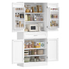Hzuaneri Buffet Cabinet, Kitchen Cabinet with 6-Tier Door Back Shelf System, Sideboard with 4 Doors and 1 Large Drawer, Modern Style, Kitchen, Living Room, 40 x 80 x 180 cm, White PT21003X