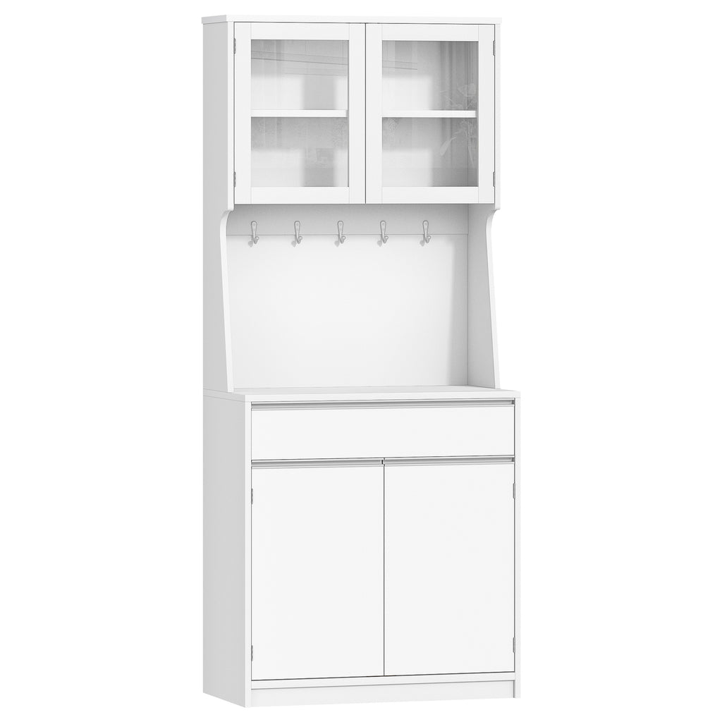 Hzuaneri kitchen cabinet, sideboard, tall cabinet with worktop and 4 storage compartments, kitchen, living room, 40 x 75 x 180 cm, hemp white, PT40003X
