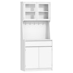 Hzuaneri kitchen cabinet, sideboard, tall cabinet with worktop and 4 storage compartments, kitchen, living room, 40 x 75 x 180 cm, hemp white, PT40003X