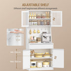 Hzuaneri kitchen cabinet, sideboard, tall cabinet with worktop and 4 storage compartments, kitchen, living room, 40 x 75 x 180 cm, hemp white, PT40003X