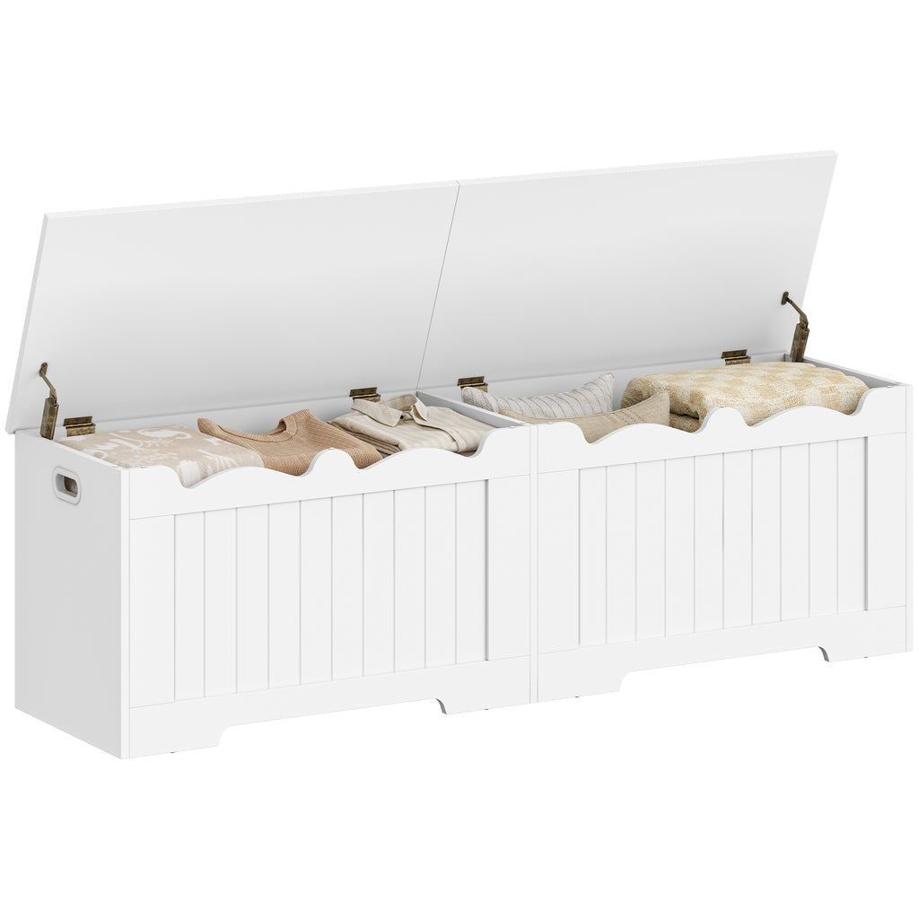 Hzuaneri shoe bench, storage bench with chest, 2 safety hinges, barn style, 40 x 150 x 48 cm, suitable for entryway, hallway and bedroom, white SB01503X
