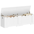 Hzuaneri shoe bench, storage bench with chest, 2 safety hinges, barn style, 40 x 150 x 48 cm, suitable for entryway, hallway and bedroom, white SB01503X