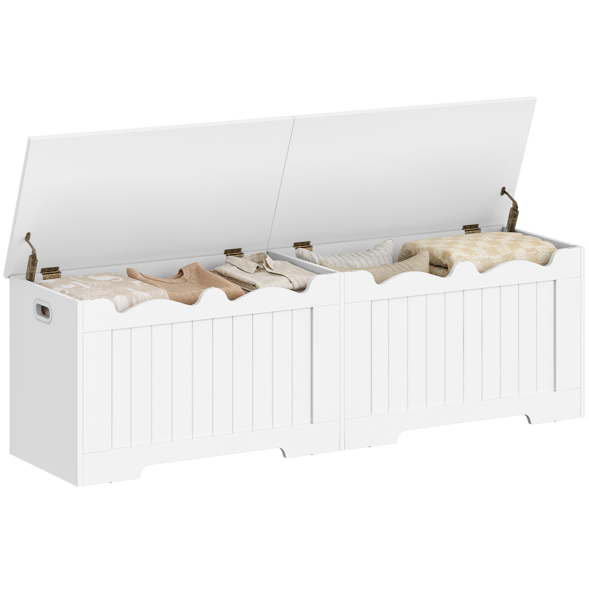 Hzuaneri shoe bench, storage bench with chest, 2 safety hinges, barn style, 40 x 150 x 48 cm, suitable for entryway, hallway and bedroom, white SB01503X