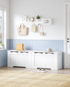 Hzuaneri shoe bench, storage bench with chest, 2 safety hinges, barn style, 40 x 150 x 48 cm, suitable for entryway, hallway and bedroom, white SB01503X