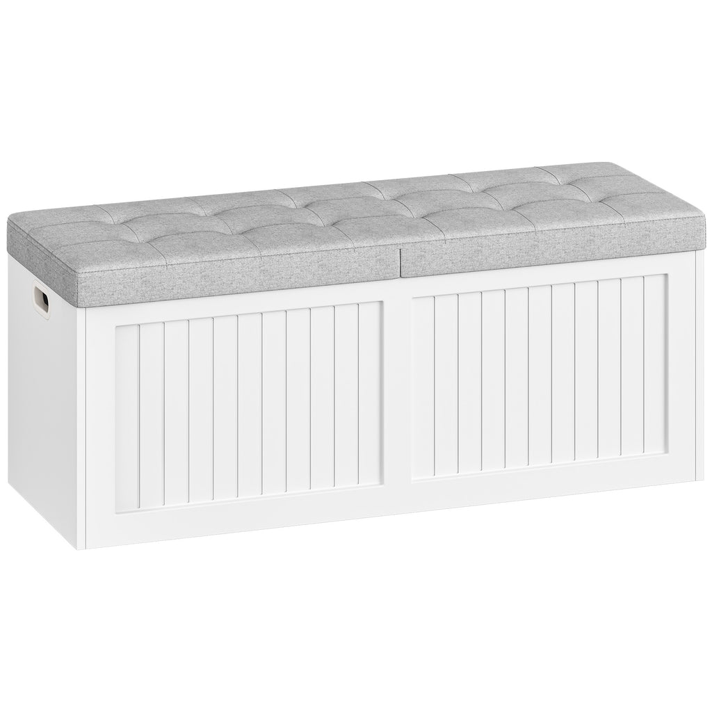 Hzuaneri Storage Chest, 109cm, Shoe Storage Bench with Seat, Large-capacity with Three Compartments, Blanket Box for Entryway, Living Room, Hallway, 40 x 109 x 44.5 cm, White-Grey SB01903GY