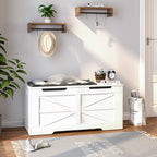 Hzuaneri Shoe Bench, Bench with Storage Space, Seat Chest, 100 cm Lift-Top Storage Organiser with 2 Sturdy Hinges, Shoe Bench for Entrance Area, Bedroom, Living Room, White SB03403X