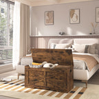 Hzuaneri Storage Chest, Storage Bench, Wooden Blanket Box Trunk with 2 Hinge, Lift-Top Organizer Chest, Shoe Bench for Hallway, Bedroom, Living Room, 40 x 100 x 48 cm, Rustic Brown SB03401X