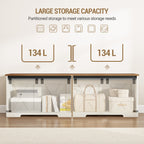 Hzuaneri Shoe Bench, Storage Cabinet, 2 Sturdy Hinges, Barn Style, 40 x 150 x 48.5 cm, Seat Chest for Entryway, Bedroom, White Brown, SB15014X