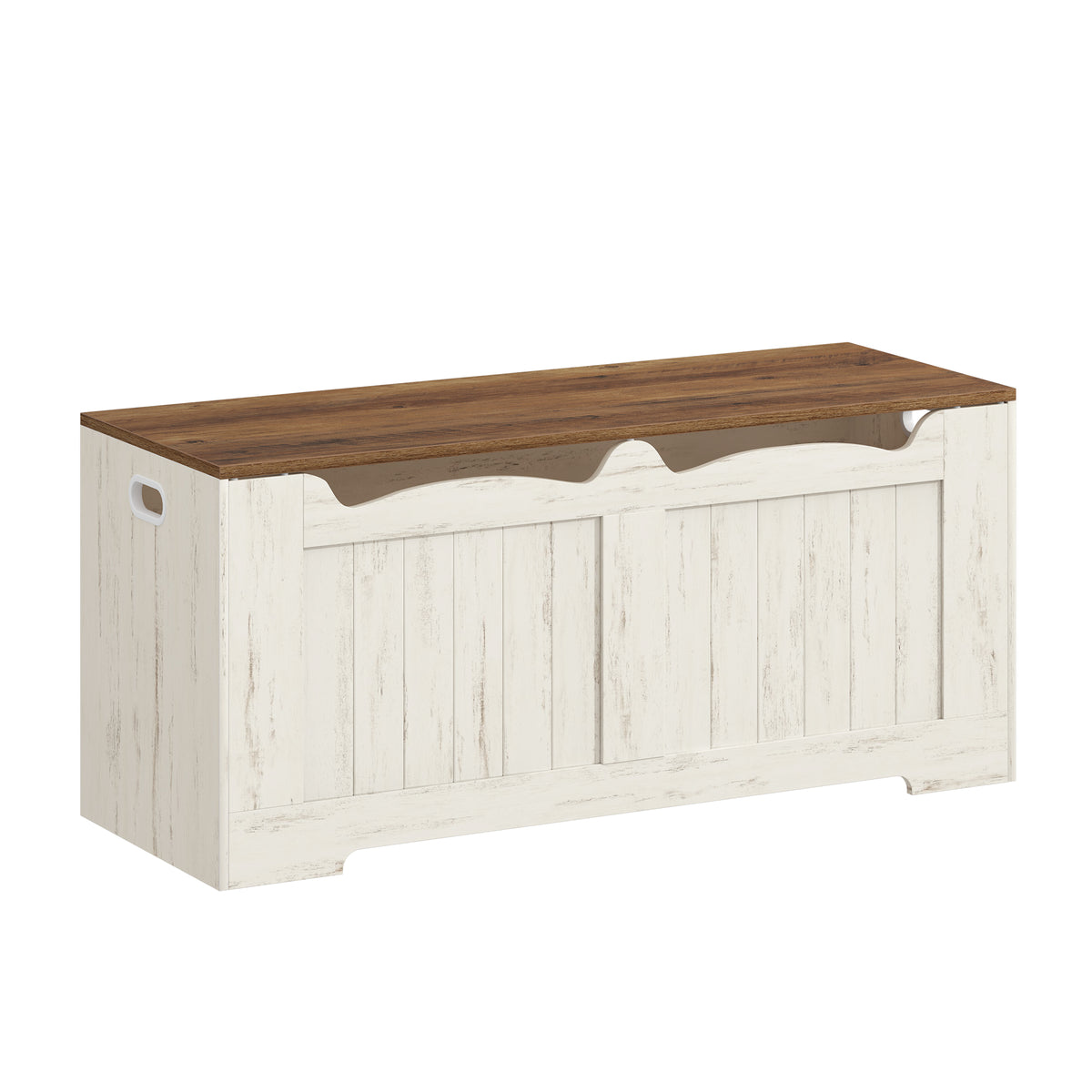 Hzuaneri 43.3" Large Storage Chest, Wooden Storage Bench with 2 Hinges, Lift-Top Chest Organizer for Living Room, Bedroom, Entryway, Black
