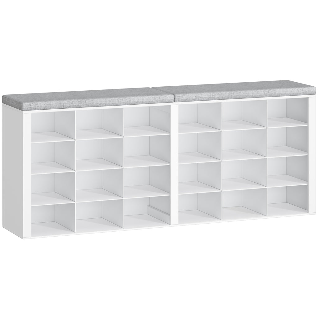 Hzuaneri Shoe Bench, Shoe Rack with Seat, Shoe Cabinet with Bench, 24 Compartments, Entrance Bench with Adjustable Shelves for Living Room, Bedroom, Hallway, White-Grey SB32403GY