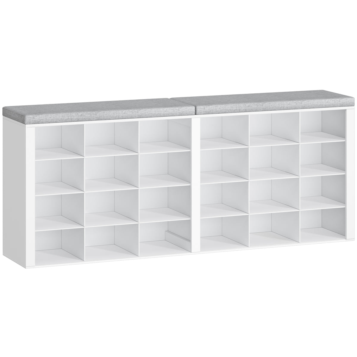 Hzuaneri Shoe Bench, Shoe Rack with Seat, Shoe Cabinet with Bench, 24 Compartments, Entrance Bench with Adjustable Shelves for Living Room, Bedroom, Hallway, White-Grey SB32403GY