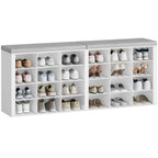 Hzuaneri Shoe Bench, Shoe Rack with Seat, Shoe Cabinet with Bench, 24 Compartments, Entrance Bench with Adjustable Shelves for Living Room, Bedroom, Hallway, White-Grey SB32403GY