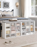 Hzuaneri Shoe Bench, Shoe Rack with Seat, Shoe Cabinet with Bench, 24 Compartments, Entrance Bench with Adjustable Shelves for Living Room, Bedroom, Hallway, White-Grey SB32403GY