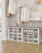 Hzuaneri Shoe Bench, Shoe Rack with Seat, Shoe Cabinet with Bench, 24 Compartments, Entrance Bench with Adjustable Shelves for Living Room, Bedroom, Hallway, White-Grey SB32403GY