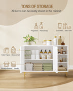 HEXCELEN  ‌Modern 2-Door Cabinet with Open Shelf, for Bathroom & Kitchen
