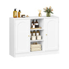 Hzuaneri Bathroom Cabinet with 2 Doors, Kitchen Cabinet, Storage Cabinet, Sideboard with 3 Open Storage Compartments, Adjustable Shelf, Bathroom, Kitchen, 30 x 100 x 81.5 cm, White SC21203X