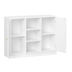 Hzuaneri Bathroom Cabinet with 2 Doors, Kitchen Cabinet, Storage Cabinet, Sideboard with 3 Open Storage Compartments, Adjustable Shelf, Bathroom, Kitchen, 30 x 100 x 81.5 cm, White SC21203X