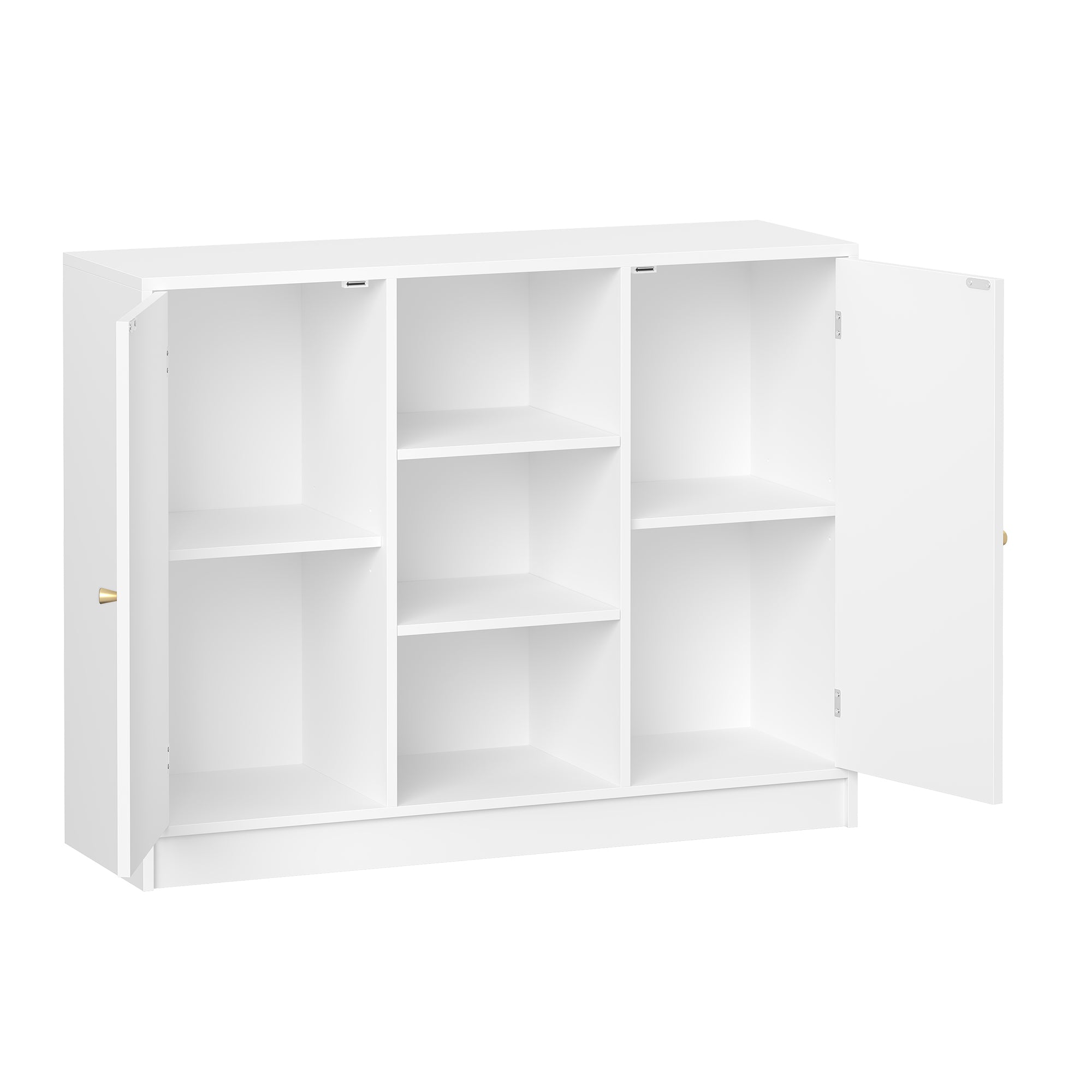 Hzuaneri Bathroom Cabinet with 2 Doors, Kitchen Cabinet, Storage Cabinet, Sideboard with 3 Open Storage Compartments, Adjustable Shelf, Bathroom, Kitchen, 30 x 100 x 81.5 cm, White SC21203X