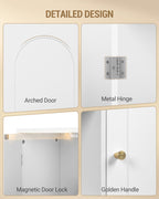 Hzuaneri Bathroom Cabinet with 2 Doors, Kitchen Cabinet, Storage Cabinet, Sideboard with 3 Open Storage Compartments, Adjustable Shelf, Bathroom, Kitchen, 30 x 100 x 81.5 cm, White SC21203X